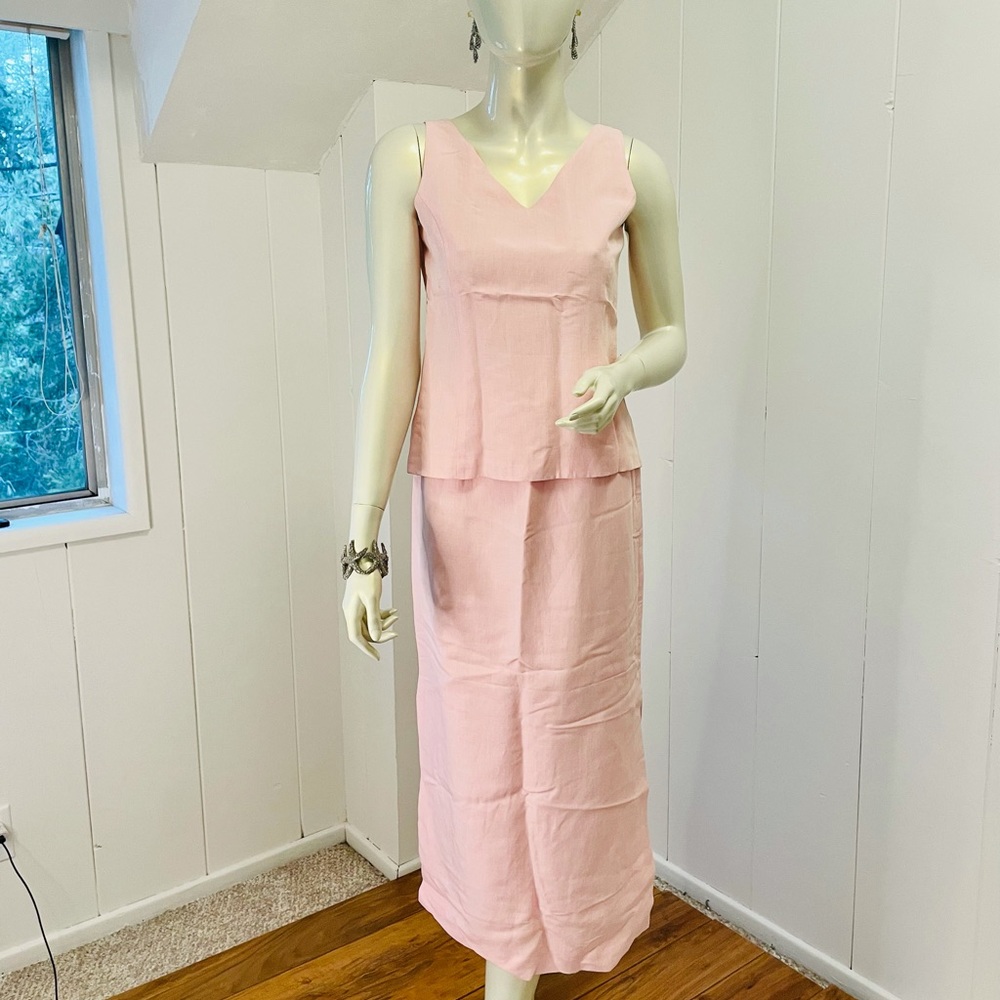 2/$20 🛍️✨ Ann Taylor Linen pink sleeves 2 piece dress set